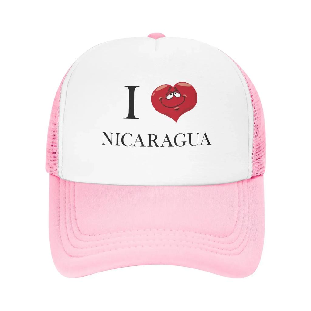 I love Nicaragua Funny Expression Custom Mesh Baseball Caps Women  Adult Female Beach Bucket Hat Trucker Cap