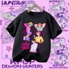 2026 new summer short-sleeved boys' casual shirt Polyester T-shirt for children aged 1-12, girls' sports shirt, K-pop Demon Hunter