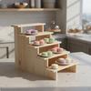 Wood Display Stand MultiFunctional Figurine Collection Shelf Tiered Design Wooden Riser for