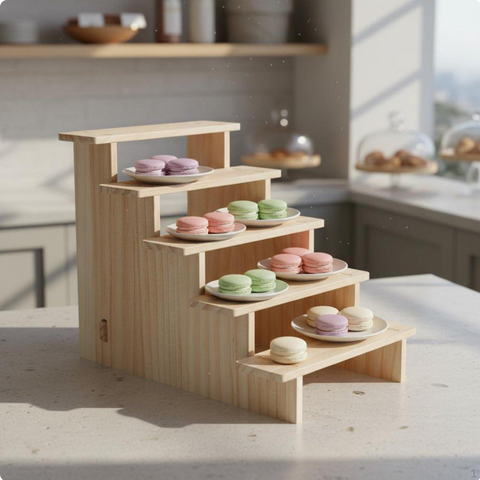 Wood Display Stand MultiFunctional Figurine Collection Shelf Tiered Design Wooden Riser for