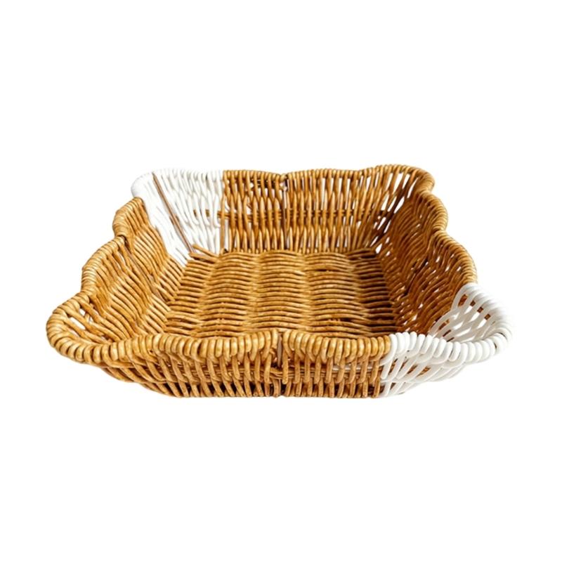 Elegant Double Tone Wicker Style Fruit Tray For Dessert And Snacks Durable PP Materials Holders With Multiple Compartments