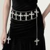 Gothic Halloween Cross Pendant Waist Chain, Punk Dark Metal Chain Body Chain