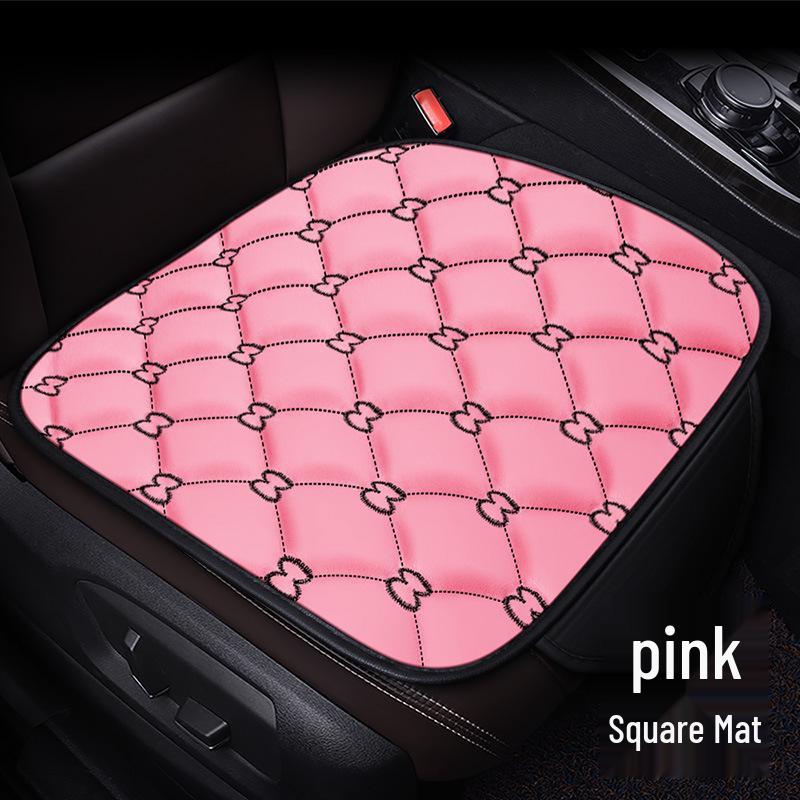 Bamboo Charcoal Leather Car Seat Cushion Set, Three-Piece, No Backrest, All-Season Interior Kit
