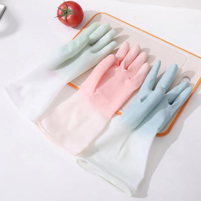2Pcs Dishwashing Gloves Household Cleaning Tool Rubber Glove for Washing Clothes Magic Housework Kitchen Gloves Gradient Color