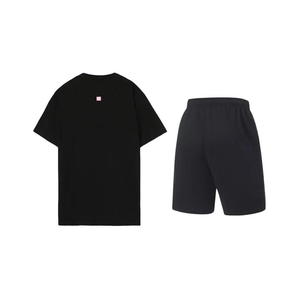 Li-Ning Basketball Theme Printed Crew Neck Pullover Short Sleeve T-Shirt Casual Comfortable Shorts Sports Set Unisex Sports Set AHSU979-1+AKST543-3