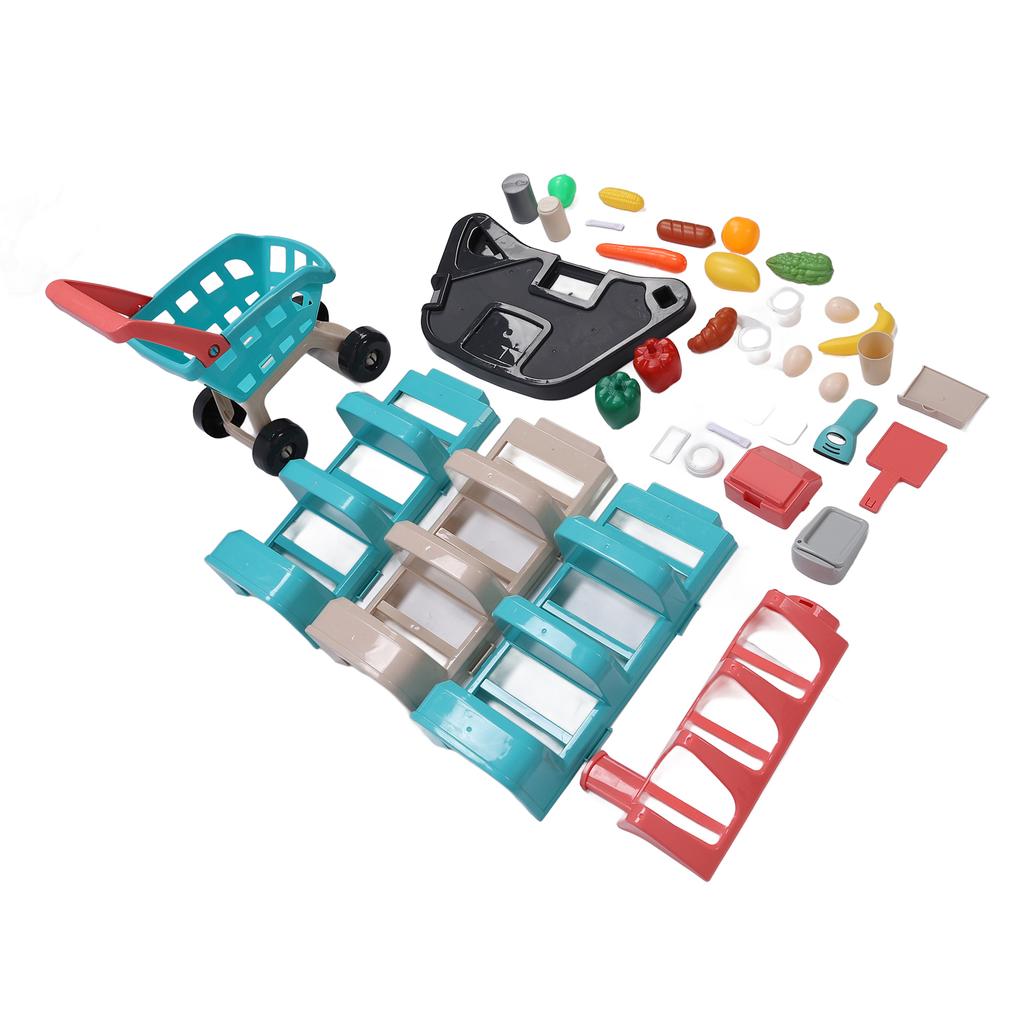 Set Supermarket pentru Copii Joc de Rol Magazin Alimentar Set de Joacă Jucării Cărucior de Cumpărături pentru Copii Bomboane Înghețată