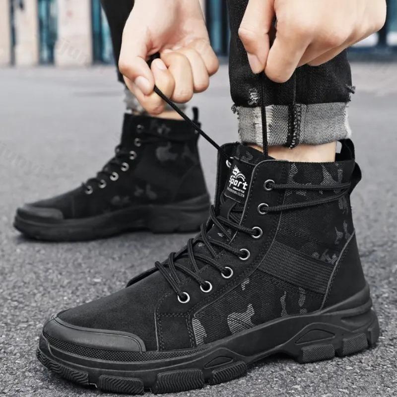 Fashion Retro Camouflage Design Thick Soled Casual Short Boots for Men Autumn 2025 New High Top Comfortable Non Slip Fashion Ankle Boots