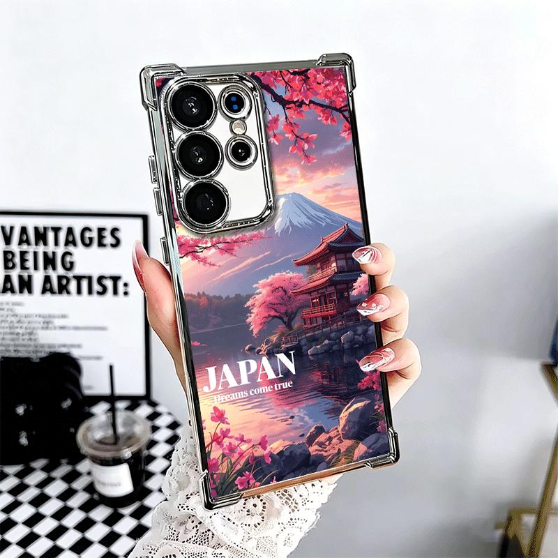 Osaka Tokyo Japan Scenery Plating Phone Case For Samsung Galaxy S24 S25 FE S26 Edge S23 Ultra S22 S21 Plus S20 Anti-Fall Airabag
