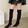 2025 Autumn and Winter New Retro Pointed Thin Heel Knight Boots Two Wear Long Boots Femininity Tall Thin Boots
