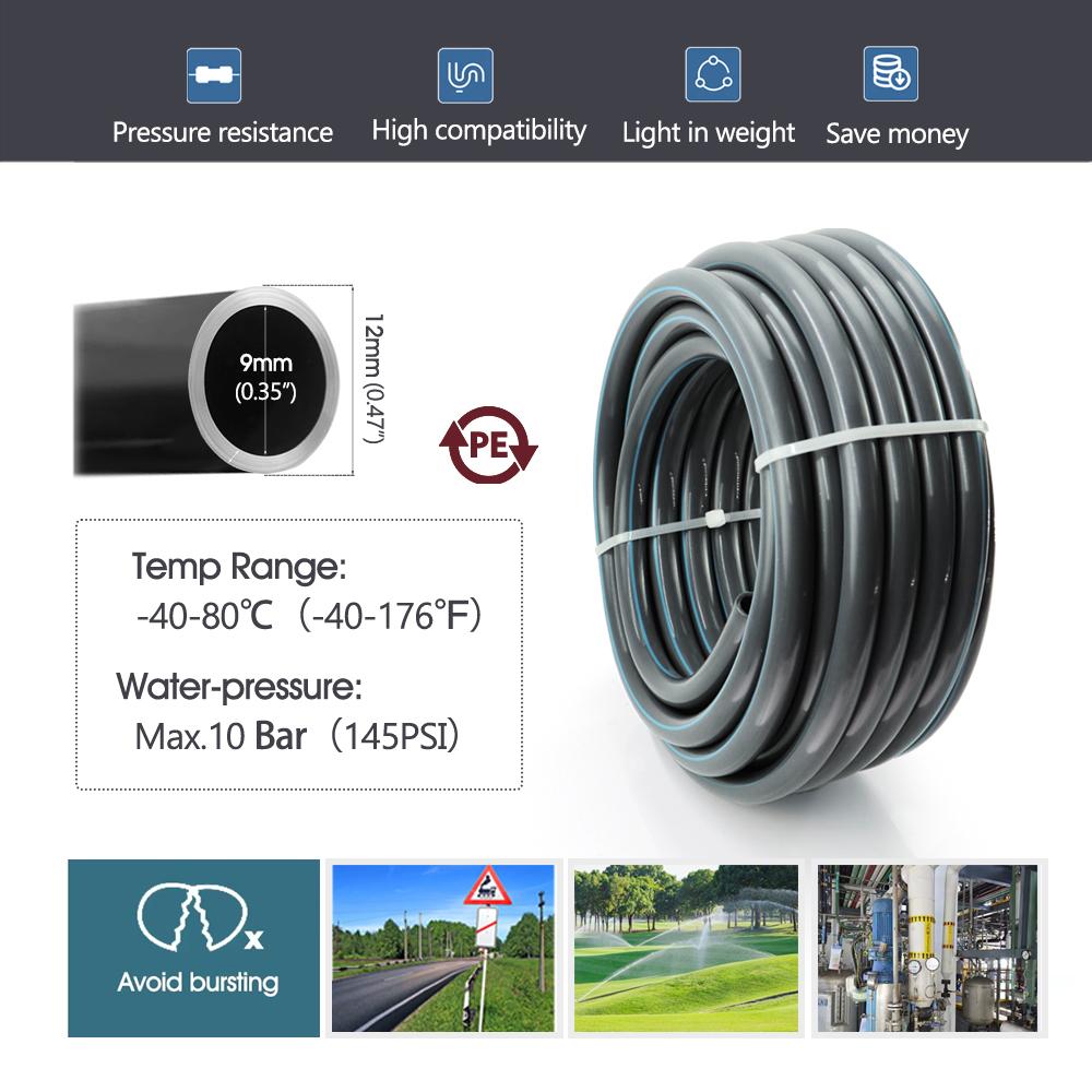 3/8" Bubbler Garden Irrigation Watering System 9/12mm PE Hose 360° Adjustable Sprinkler Tee Quick Connect Drip Watering Sprayers