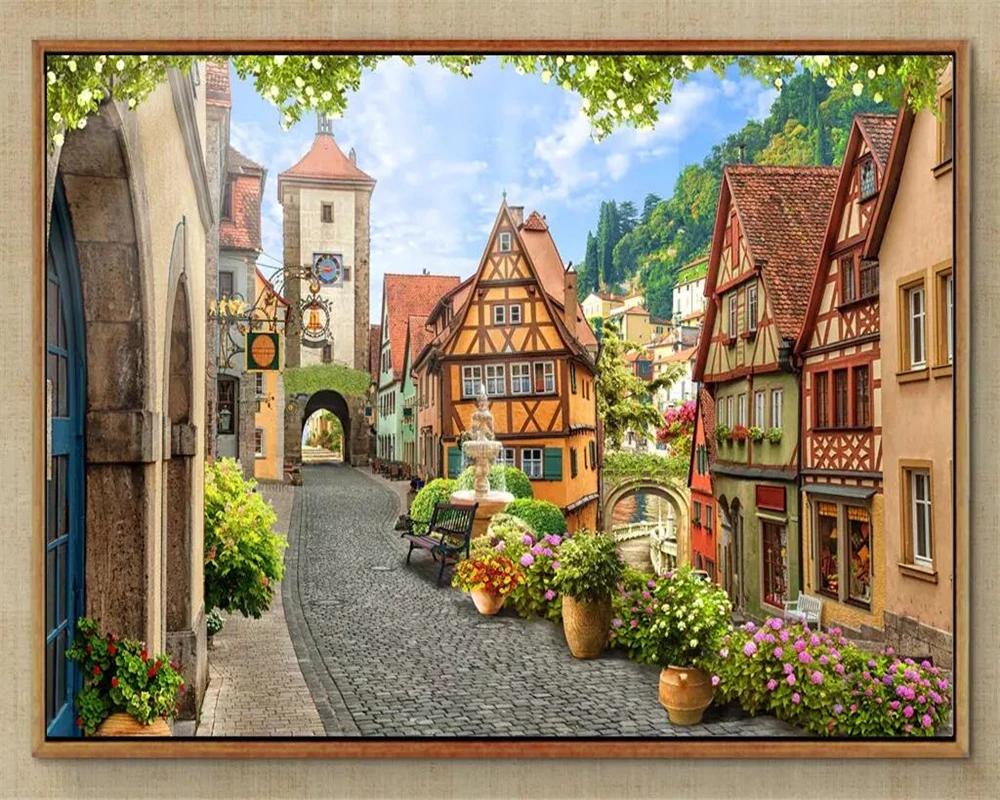 Wallpaper Photo Decorative Wall Italian Town Street Scenery 3d Mural Living Room Bedroom Mural