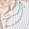 Elegante Süßwasserperlen- und Farbedelstein-Halskette mit Schlüsselbein-Kette aus Edelstahl