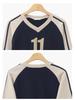 Youthful Girl Age-Defying V-Neck Color Block Sweatshirt - Spring/Autumn Fashion Top