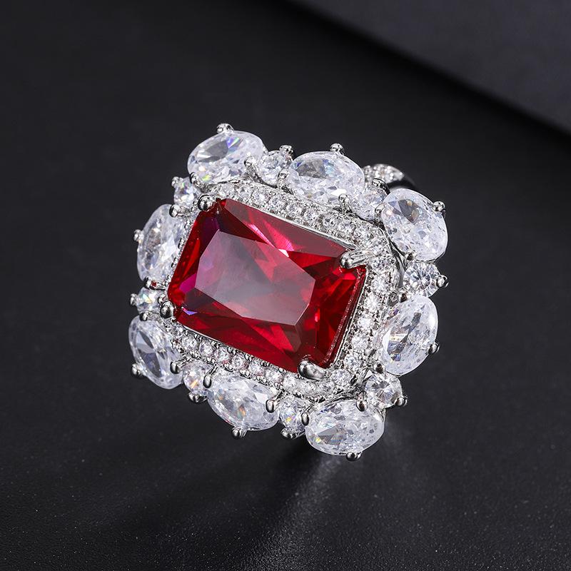 S925 Silver Needle Fashion Simulation Jewelry Accessories Set Imitation Dove Blood Red Corundum Pendant Necklace Women