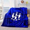 Blue Football Team Blanket Flannel Blanket for Bed, Sofa, Camping, Hiking, Picnic Essentials, Gift for Family Fan Gifts