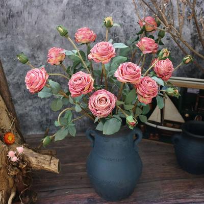Fire Roasted Burnt Edge Rose Romantic Fake Flower New Simulated Flower