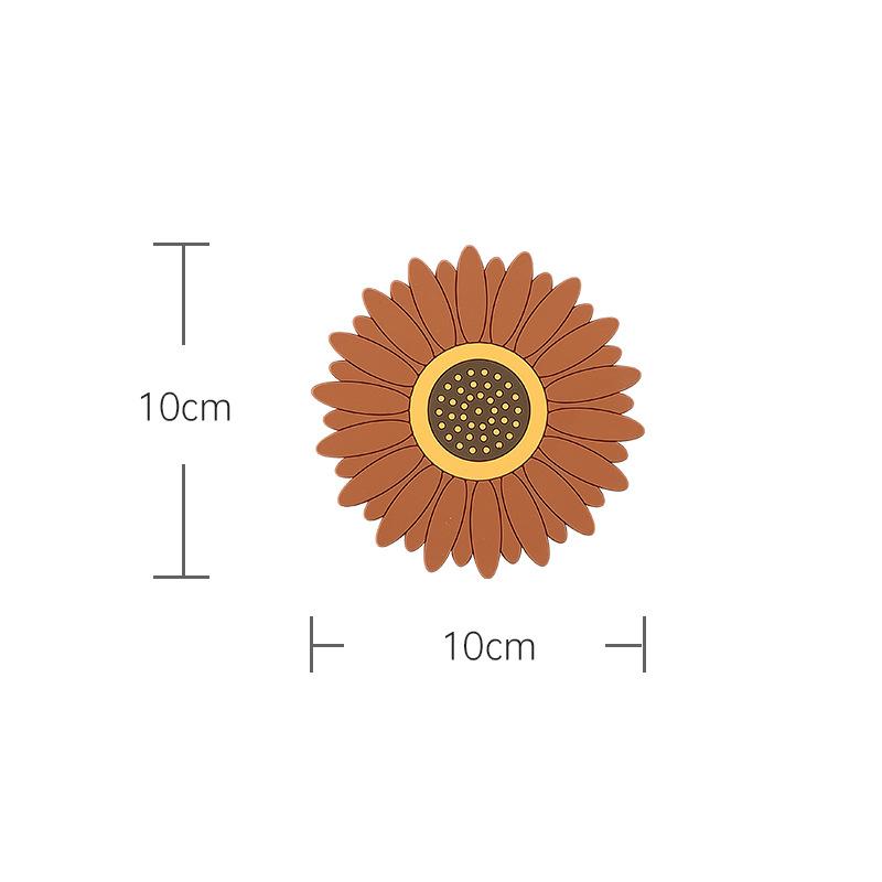 2pcs Silicone Trivet Mat Cute Sunflower Anti Scalding Mat, Heat Insulation Pat for Dishes, Soft Silicone Meal Mat Table Anti Slip Coaster