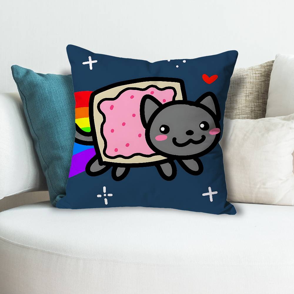 Cute NNyan Cat Anime Celebrity Merchandise AllMatch Printed Pillow Case Sofa Car Office Room Decoration Protector