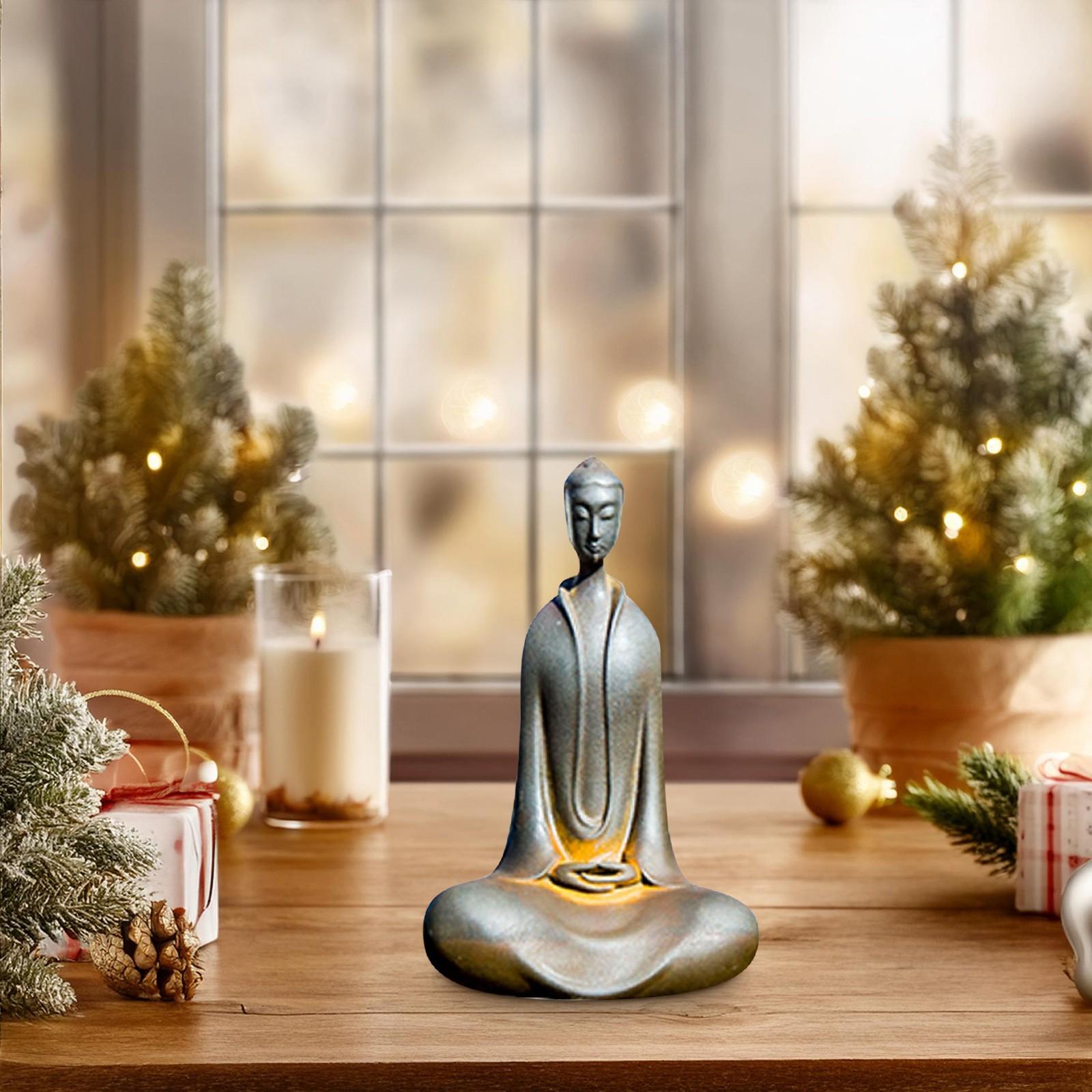 Japanese Resin Zazen Buddha Resin Monk Figurine Minimalist Buddha Buddha Statues For Home Decor Mini Snowflake Ornament