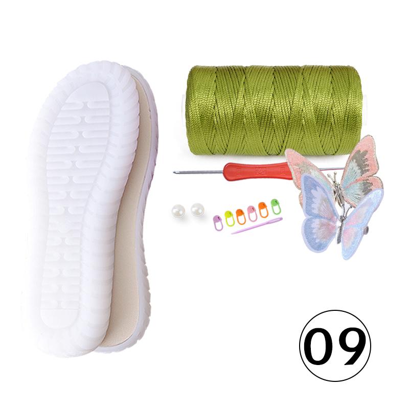 1 Set Hand-woven Hook Rubber Sole Bottom Anti-kick Hollow Line DIY Butterfly Summer Girls Sandals DIY Shoes Crocheted Material