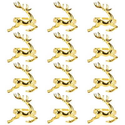 12 Stück Weihnachts Elch Hirsch Serviettenringe Goldlegierung Serviettenschnalle Serviettenringhalter Hotel Restaurant Hochzeitsfeier Esstisch De