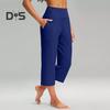 Pantaloni de Yoga pentru Femei Elastici cu Talie Înaltă, cu Picior Larg, Pantaloni Crop cu Buzunare, Pantaloni Stil Sportiv Casual