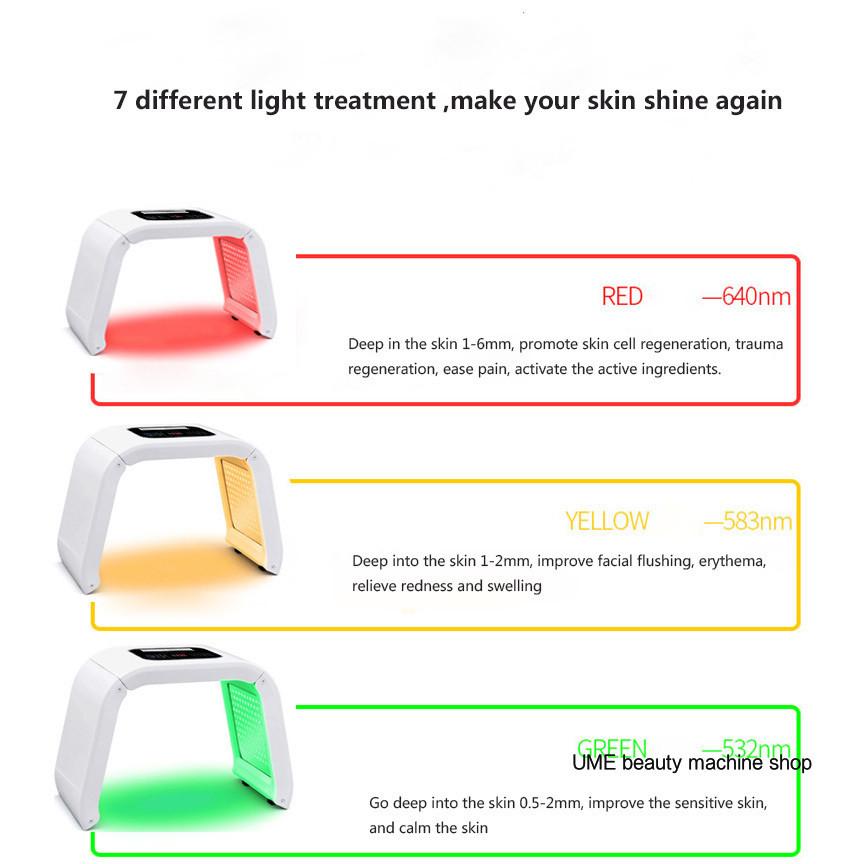 PDT 7 Color LED Photon Therapy Facial PDT LED Light Therapy Whitening and Rejuvenation Beauty Machine Photon Skin Rejuvenation and Acne Removal