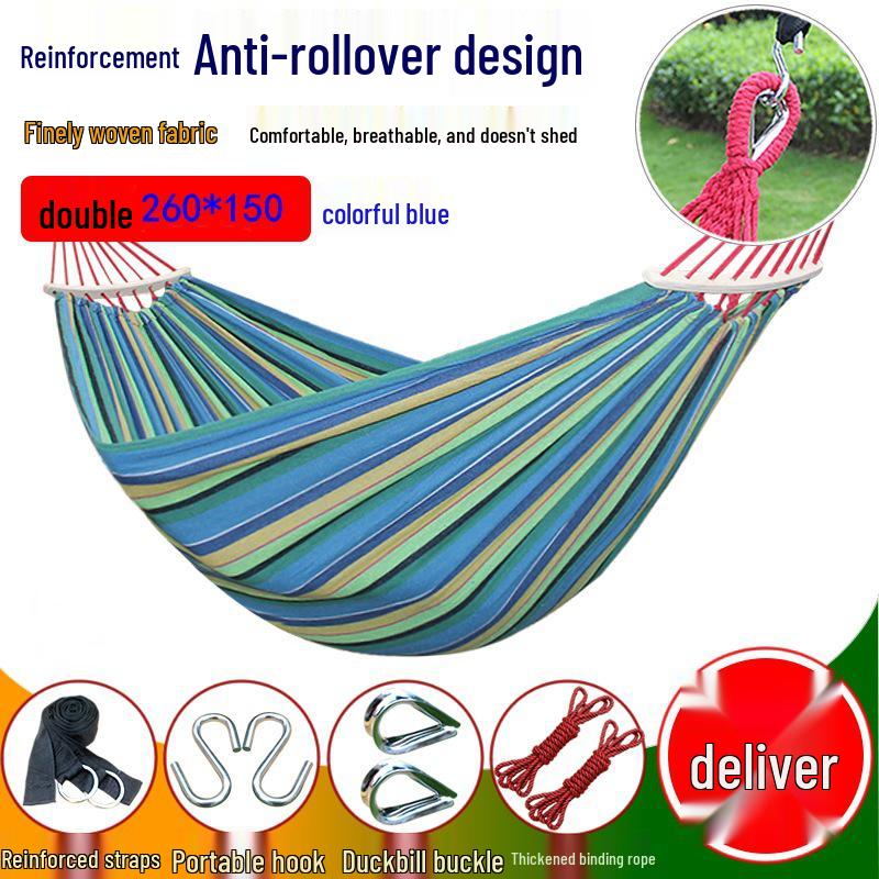 Double Outdoor/Indoor Hammock Bed: Adult Swing, Hanging Rope Chair & Rocking Net for Sleeping