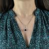 Серебряная подвеска с сапфиром 2.995ct, фианитами (2180883)