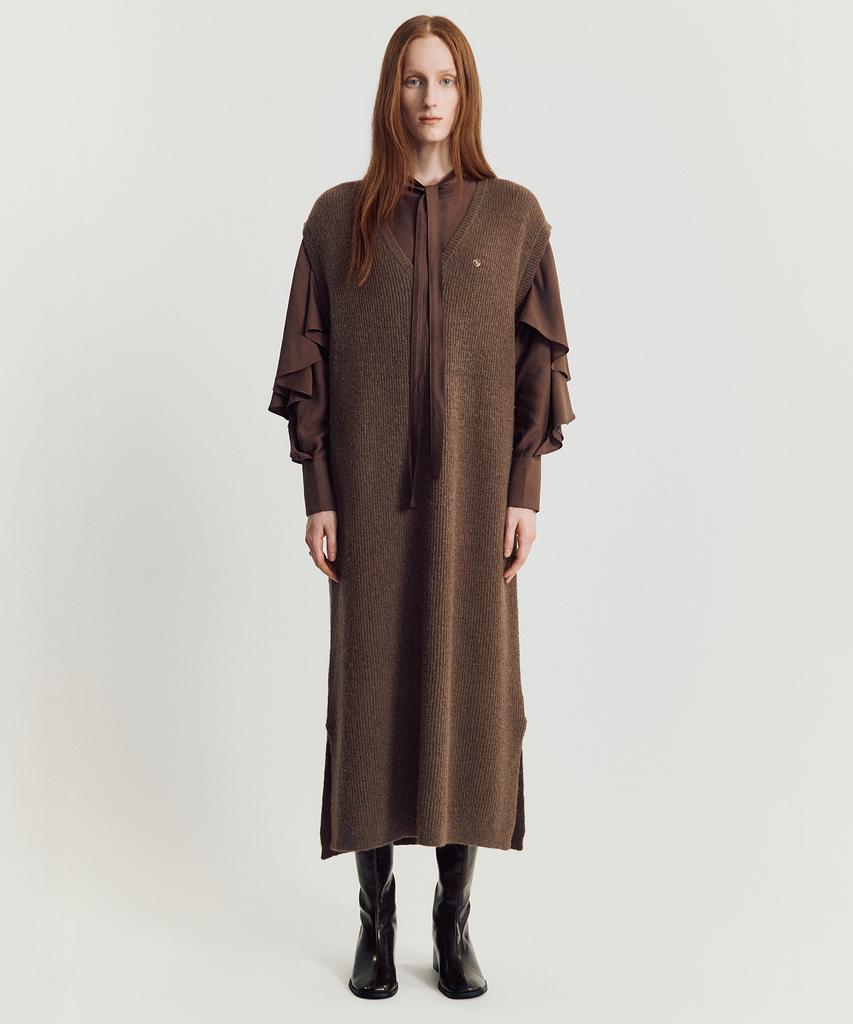Meibeoyu Volodina Knit Long Vest _ Brown