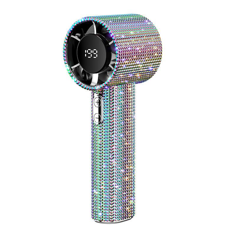 USB Digital Display Mini High-Speed Handheld Fan with Ice Pack and Drill-Enhanced Design