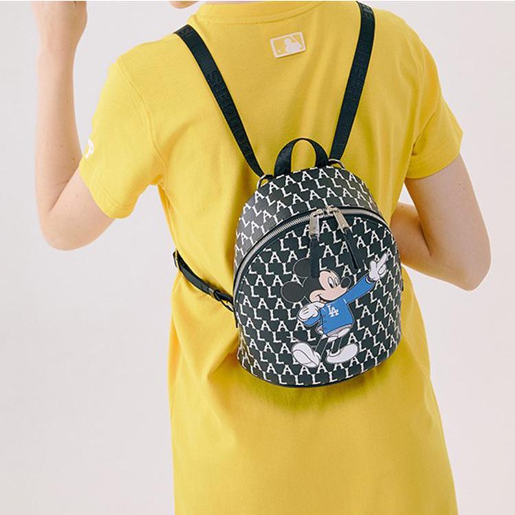 New MLB Disney, Collaboration Artificial Leather Polyester Backpack Mini Unisex Beige/Black 32BGK1011
