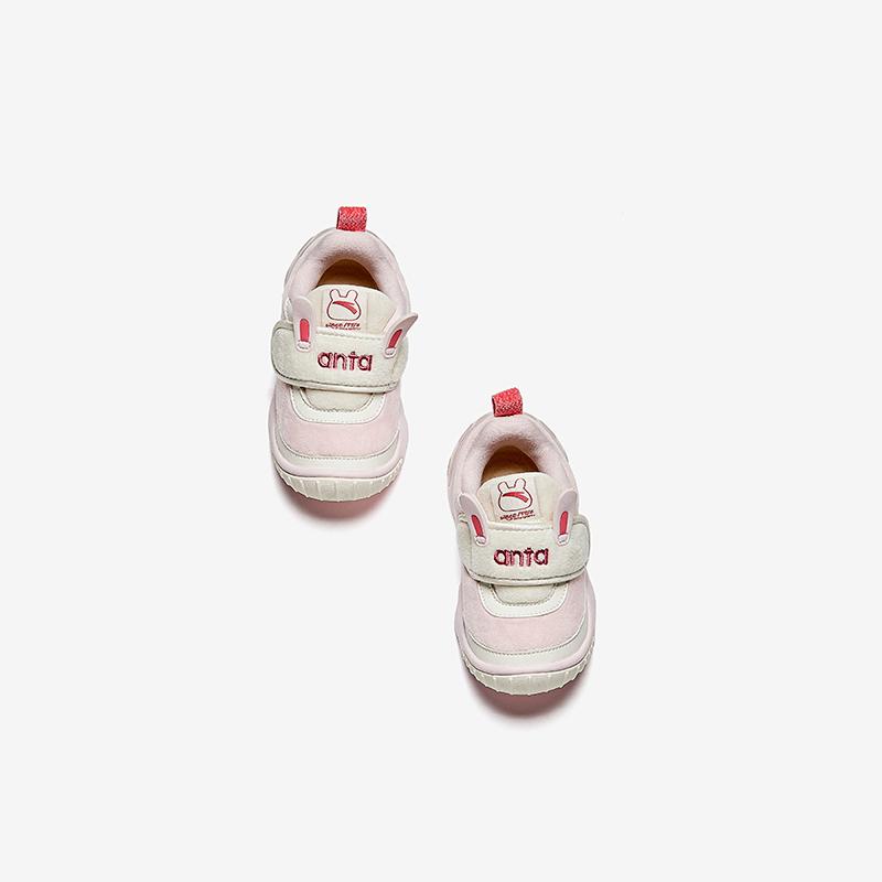 Anta Kids 5U Synthetic Leather Mesh Comfortable Versatile Lightweight Shock Absorbing Low Top Walking Shoes Baby Shoes Pink 322440001-2