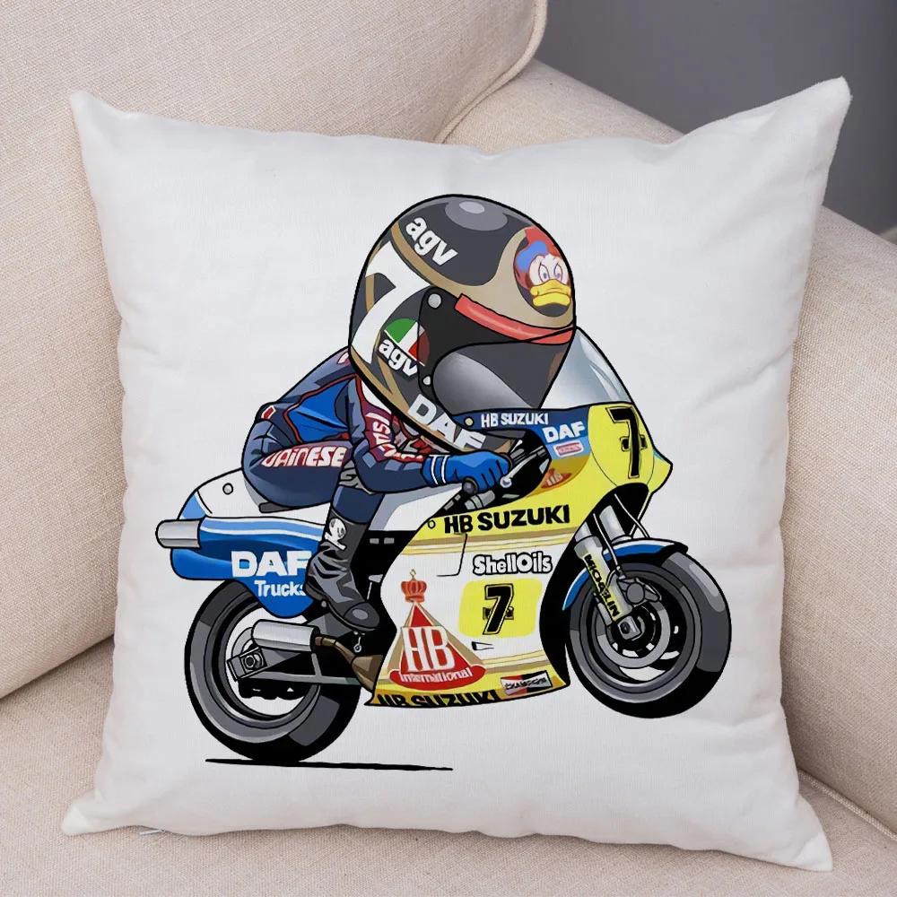 Cartoon Sport Motorcycle Cushion Cover Super Soft Short Plush Mobile Bike Pillow Covers Pillow Case For Sofa Home Car Pillowcase