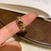 Brushed Antique Exaggerated Fashion Maillard Color Ring with Versatile Temperament, Personalized and Versatile Trendy Ring