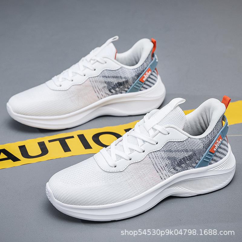 Autumn New Lightweight Soft-soled Shoes Breathable Fly-woven Mesh Low-heeled Trendy Casual Net Shoes Running Sports Shoes Men's Shoes