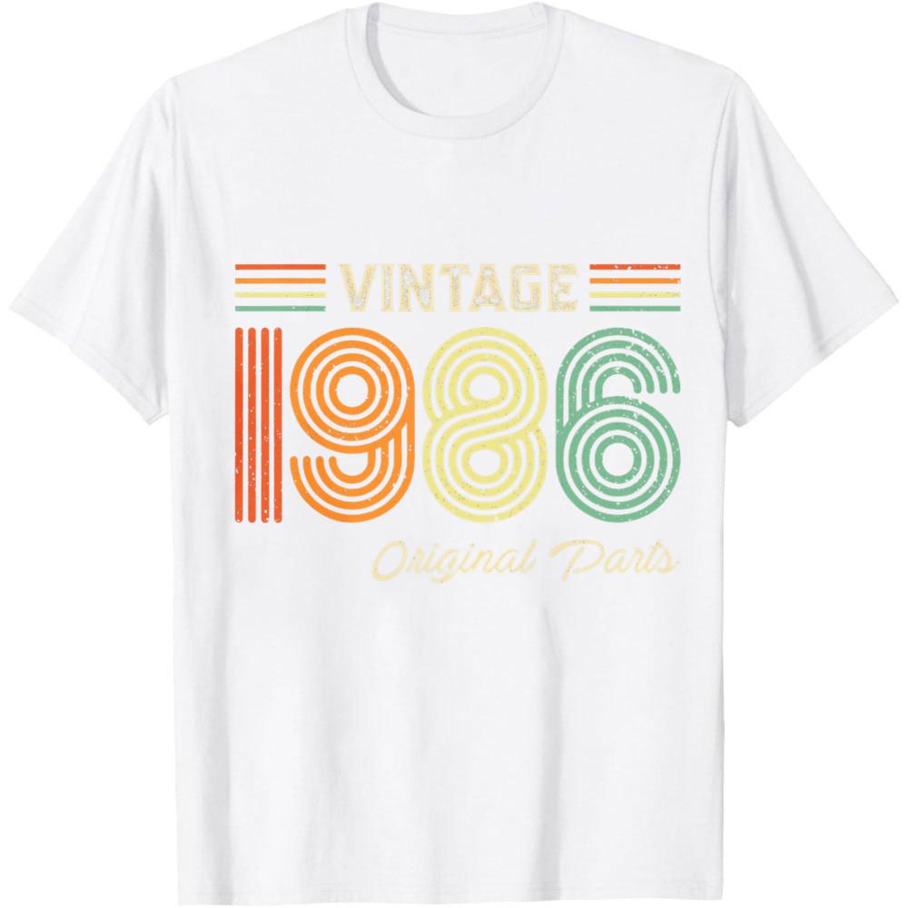 Vintage 1986 Original Parts Summer Men TShirt Retro Style Casual Wear For Birthday Gift Anniversary Celebration Party Outfits