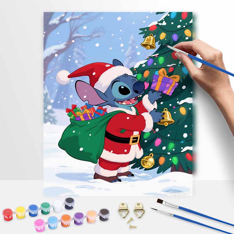 Disney Digital Oil Painting Art Kit Stitch Christmas Santa Handmade Coloring Painting Home Decor