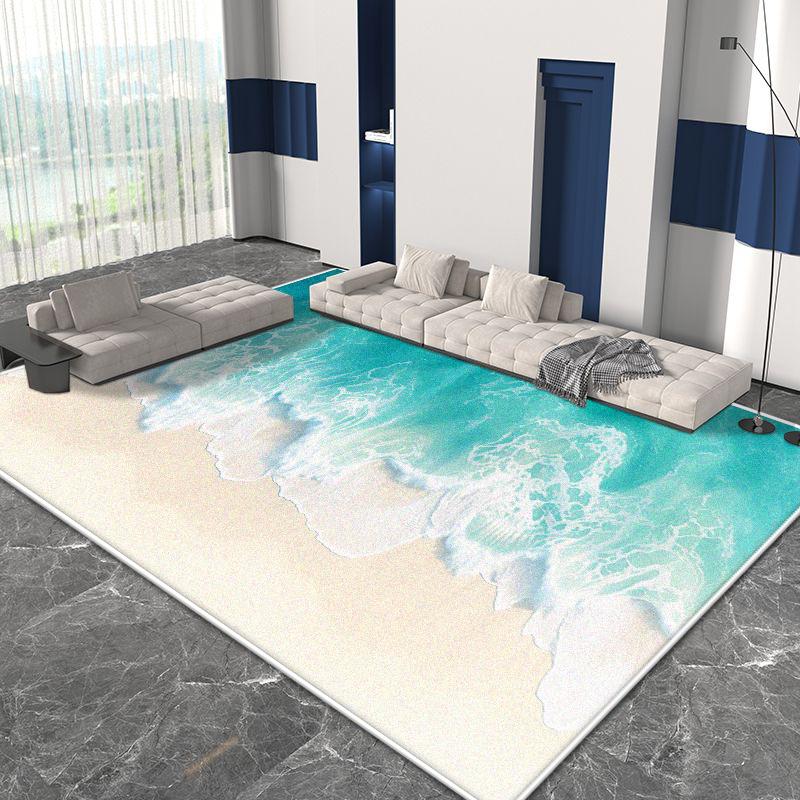 3D Beach Pattern Decor Home Carpet Living Room Big Size Non-slip Gaming Room Decoration Rug Soft Easy Cleaning Sofa Table Mat