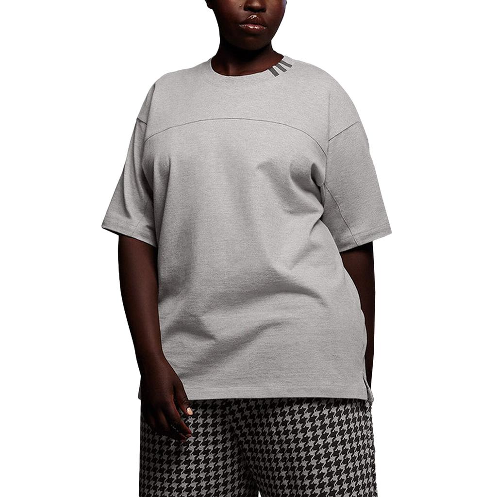 Adidas Ivy Park Comfortable Round Neck Drop Shoulder Short Sleeve T-Shirt Unisex Tops Medium-Gray Mixed-Color HN1565