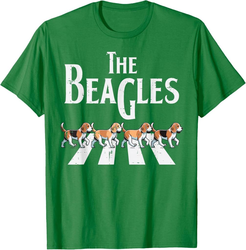The Beagles Parody Abbey Road Walking Dogs Graphic Tee Casual Cotton TShirt for Men Women