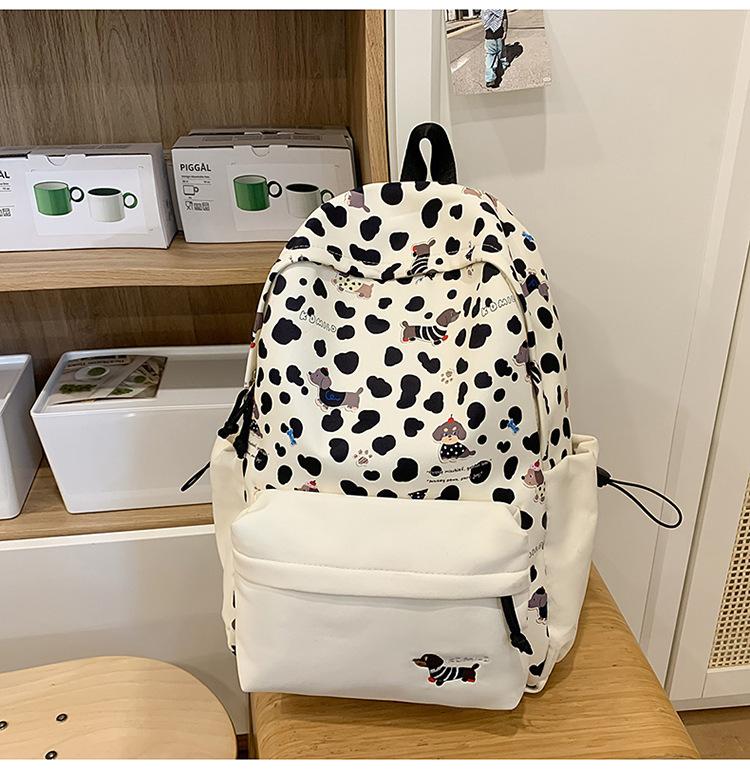 Schoolbag College style backpack Middle and high school trend Leopard print schoolbag Outdoor travel Girl backpack Contrasting color versatile travel 