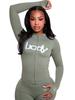 Vielseitiges Hoodie-Set mit Leopardenmuster und Skinny-Hose mit Buchstabenaufdruck