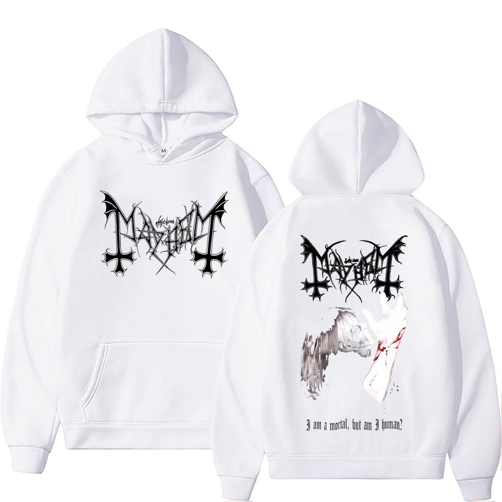 Death Black Metal Mayhem Print Hoodie Women Vintage Casual Hooded Tracksuit Male Fashion Gothic Rock Oversized