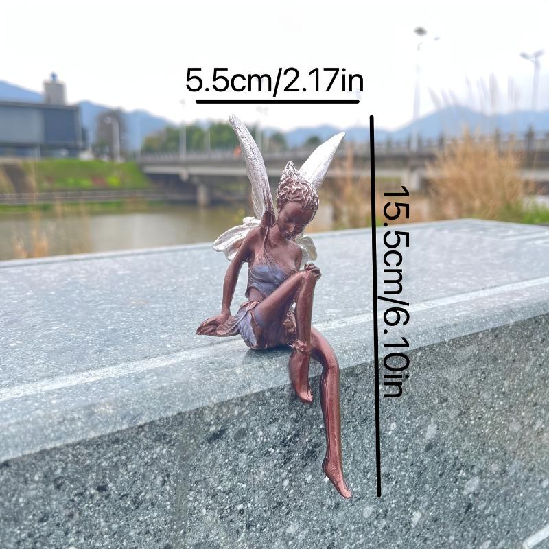 1pc Mystical Black Elf Resin Craft Figurine with Glowing Silver Wings and Curly Hair Fantasy Themed