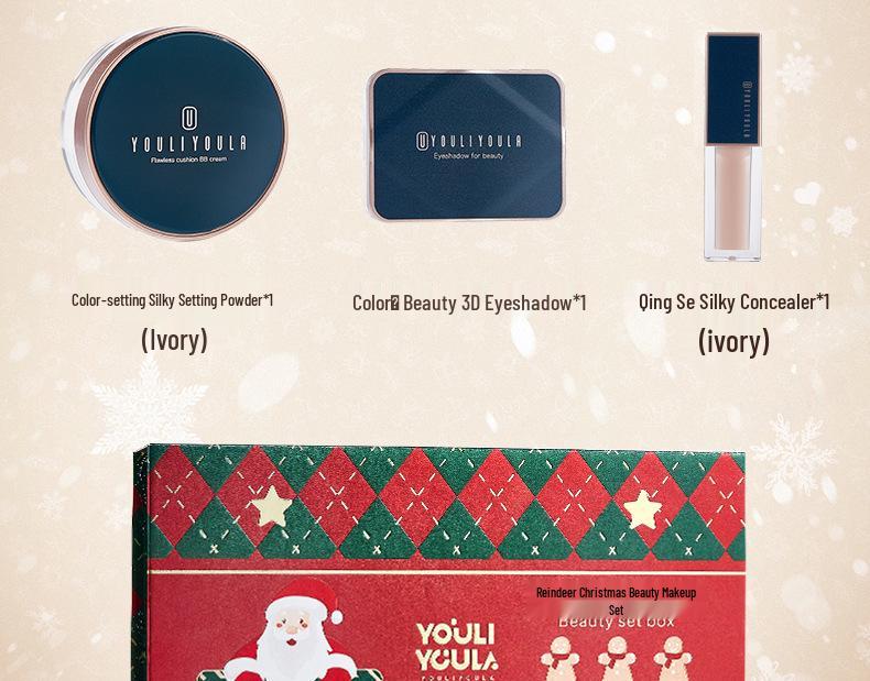 Reindeer Beauty Holiday Makeup Gift Box - Full Set for Christmas & Valentine's Day