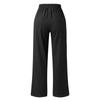 Lockere Hose mit weitem Bein und Tasche für Damen, lässige Hose mit Knopfleiste, elastischer Taille, lockere Hose aus Baumwollleinen