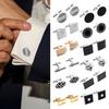 1 Pair Cufflinks Polished Smooth Surface French Style Hollow Twist Round Square Shape Men Suit Shirt Cufflinks  DIY Craft Buttons