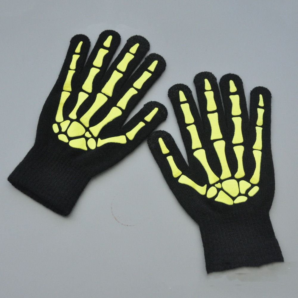 Full Finger Luminous Skeleton Claw Gloves Thicken Skeleton Goth Mittens  Outdoor