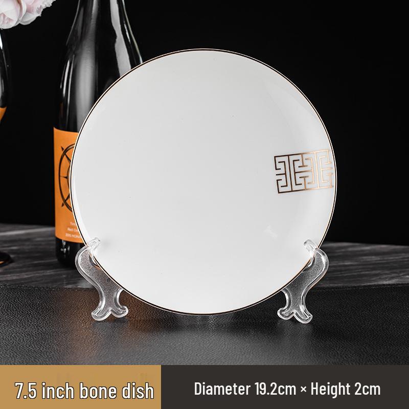 Luxury Wear-Resistant Gold Rim Bone China Dinnerware Set for Hotels and Restaurants - Includes Bowls, Plates, Spoons, Cups, and Chopsticks